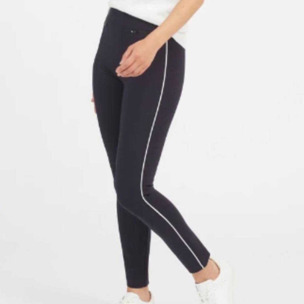 SPANX Classic Navy The Perfect Pant Piped Ankle Skinny Pants Size S
